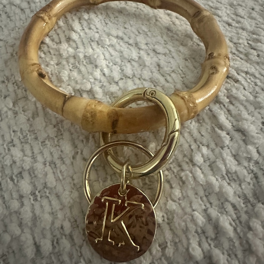 Bamboo Style Keyring with Inital - Picture 7 of 12